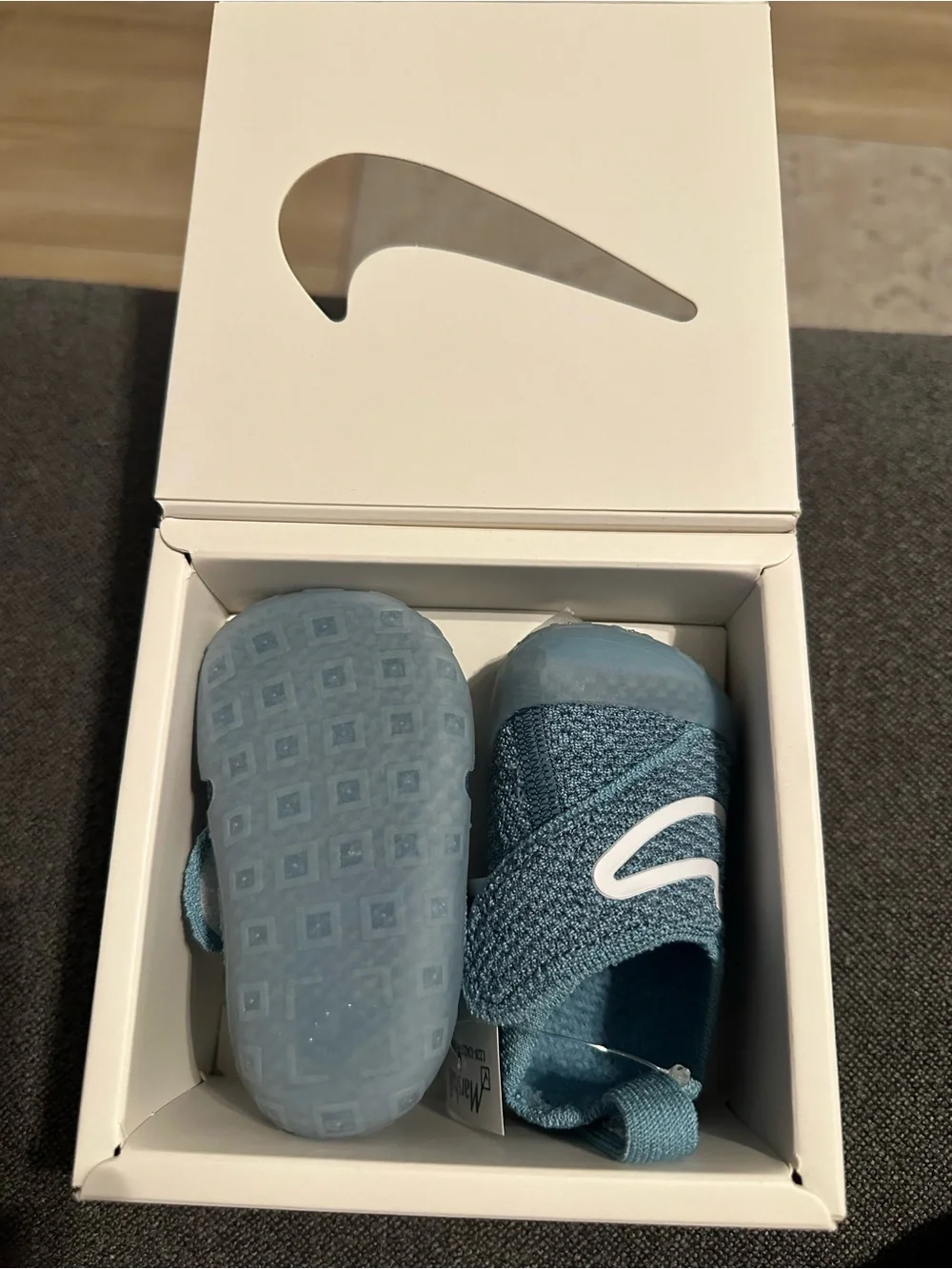 Nike Teal Knit Slip-On Baby Walkers with White Swoosh